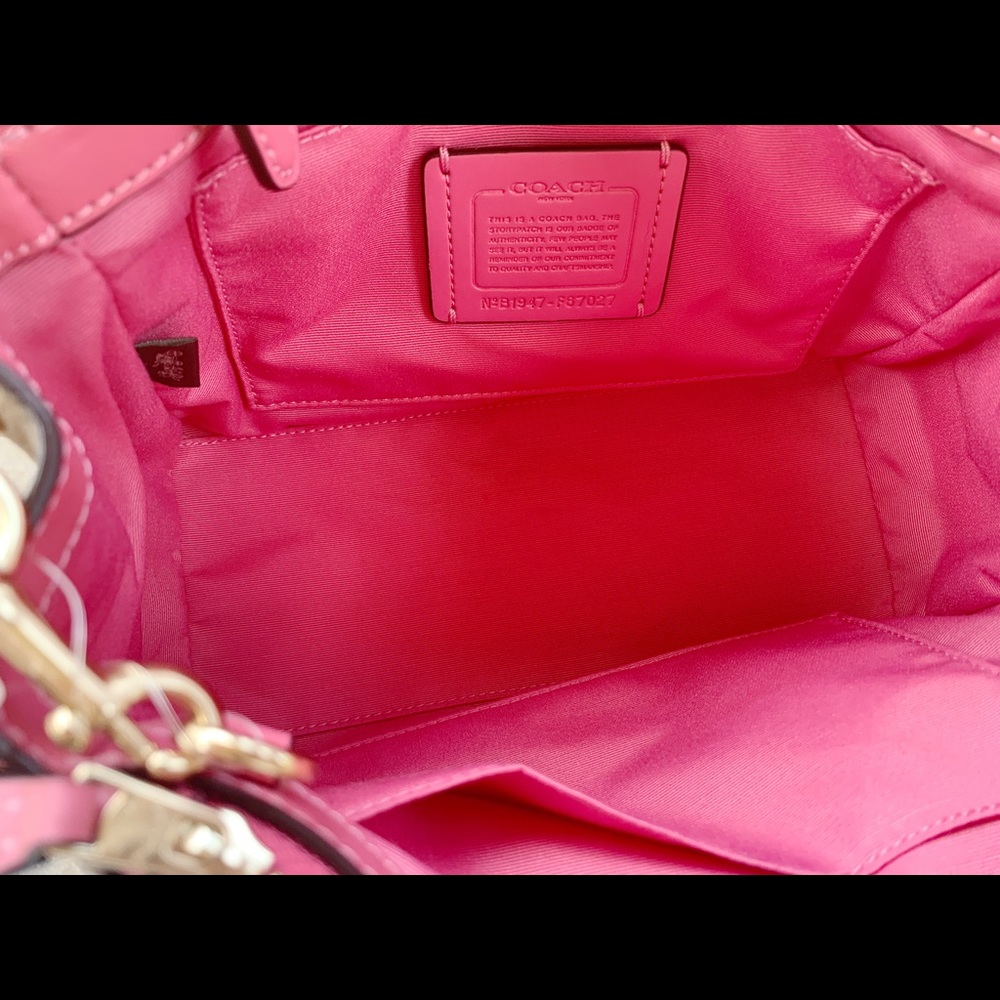 Coach Purse Khaki Signature Pink satchel crossbody - Picture 6 of 6